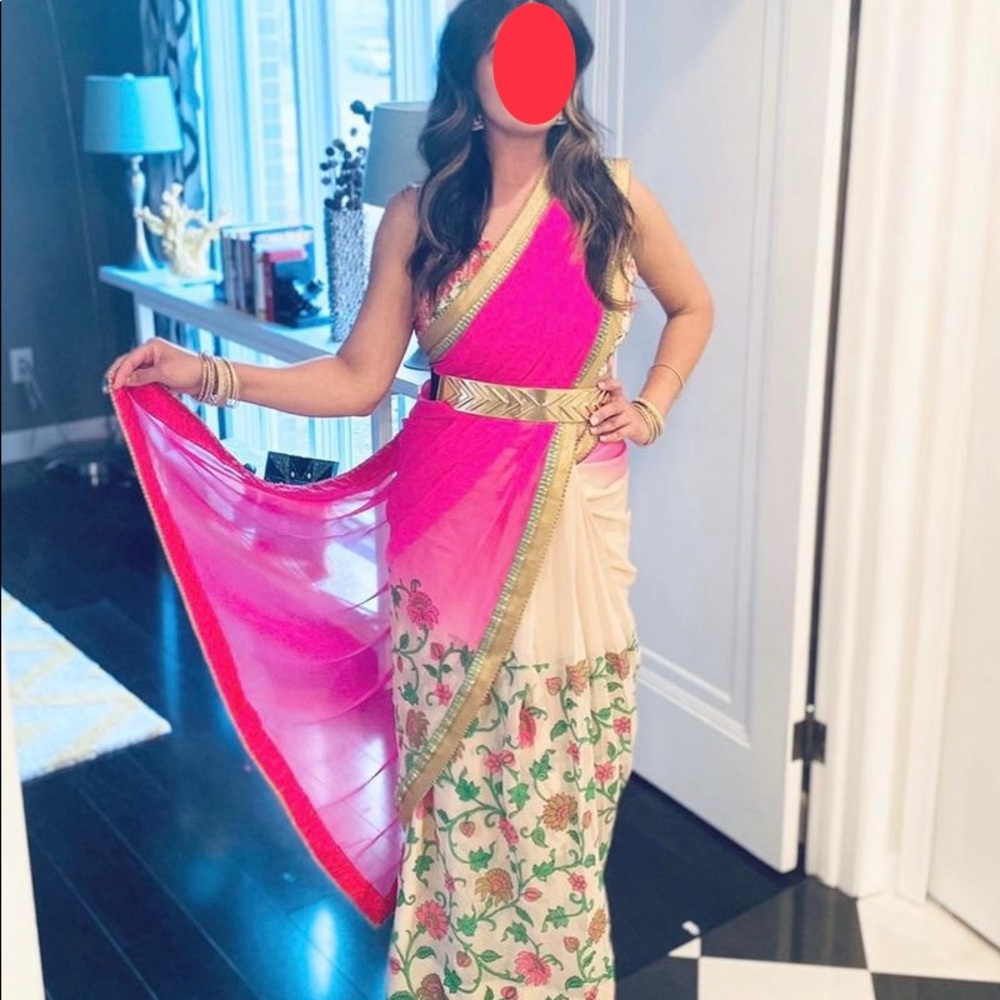 Indian Pakistani - stitched saree- easy button up